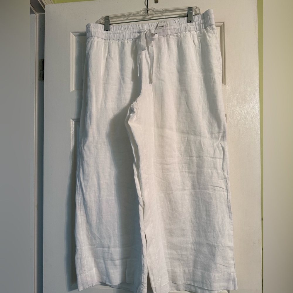 NWT J. Crew Wide Leg Cropped Linen Pants